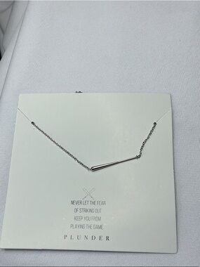 Plunder Silver Baseball Bat Pendant Necklace - Polished Silver Tone